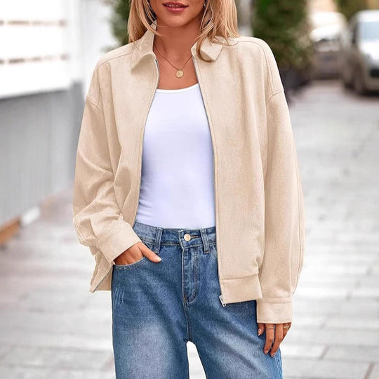 Damen lässige Übergangsjacke mit hohem Kragen und Reißverschluss Shopnory