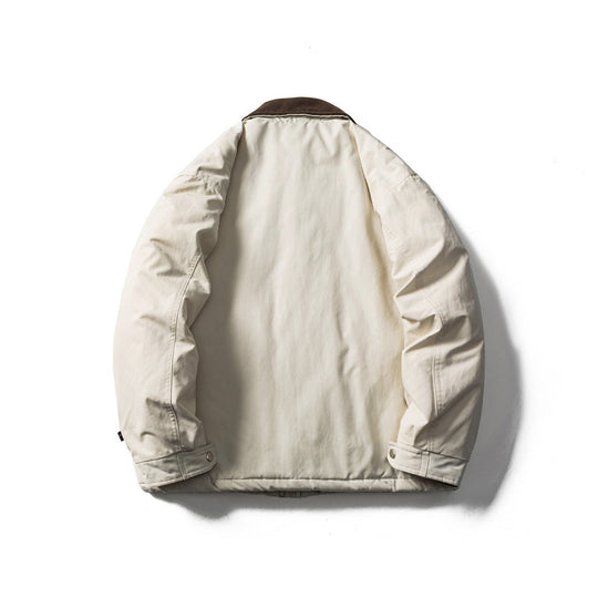 Unisex Gepolsterte Boxy-Fieldjacke mit Cordkragen, Pattentaschen und Tunnelzug Shop Nory