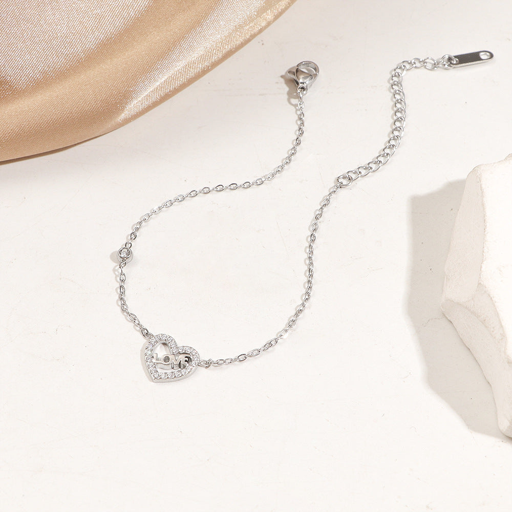 Damen zierliche herzförmige Liebes-Anhängerarmband Shop Nory