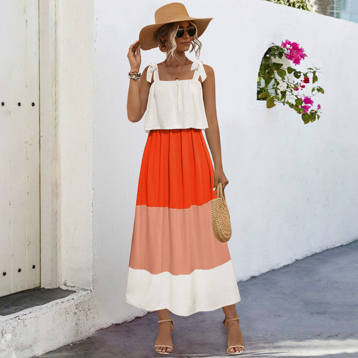Damen Sommerliches Maxikleid mit verspieltem Bandeau-Oberteil und fließendem Rock