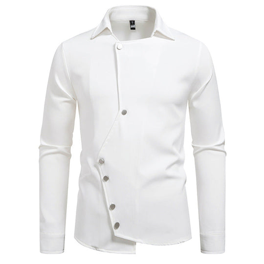 Herren modisches, asymmetrisches Hemd mit einzigartigen Knopfdetails Shopnory