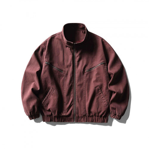 Unisex Kastenförmige Zip-Blousonjacke aus Canvas mit Stehkragen, schrägen Reißverschlusstaschen und elastischem Saum Shop Nory