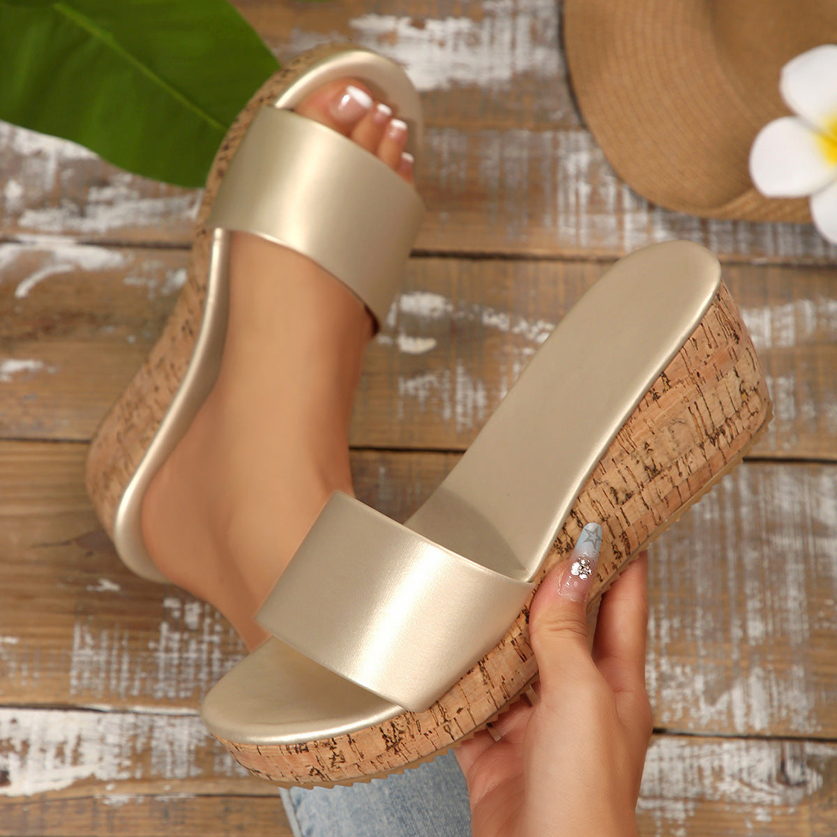 Damen Komfortable Keil-Sandalen mit breitem Riemen