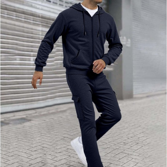 Herren nan athletischer Zip-Sweatset mit Cargo-Jogginghose, ergonomischen Nähten und gerippten Bündchen Shop Nory
