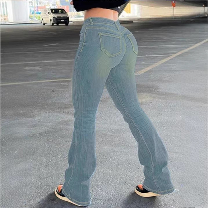 Damen tiefsitzende Sculpting-Bootcut-Jeans mit V-Naht und leichtem Stretch Shop Nory