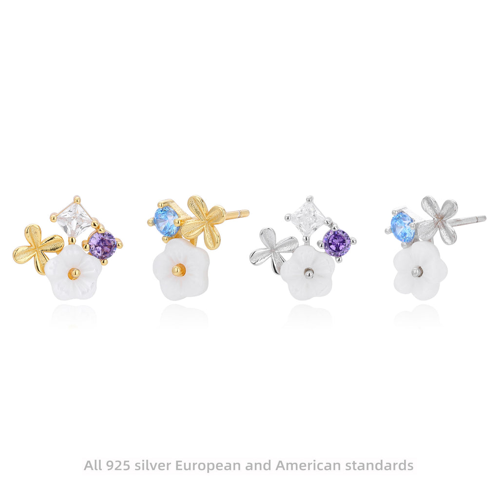 Damen Ohrstecker mit funkelnden Zirkonia in elegantem Blüten-Design Shop Nory