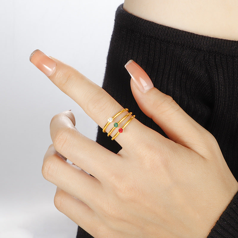 Damen minimalistischer Ring aus massivem Gold mit grünem Edelstein Shop Nory