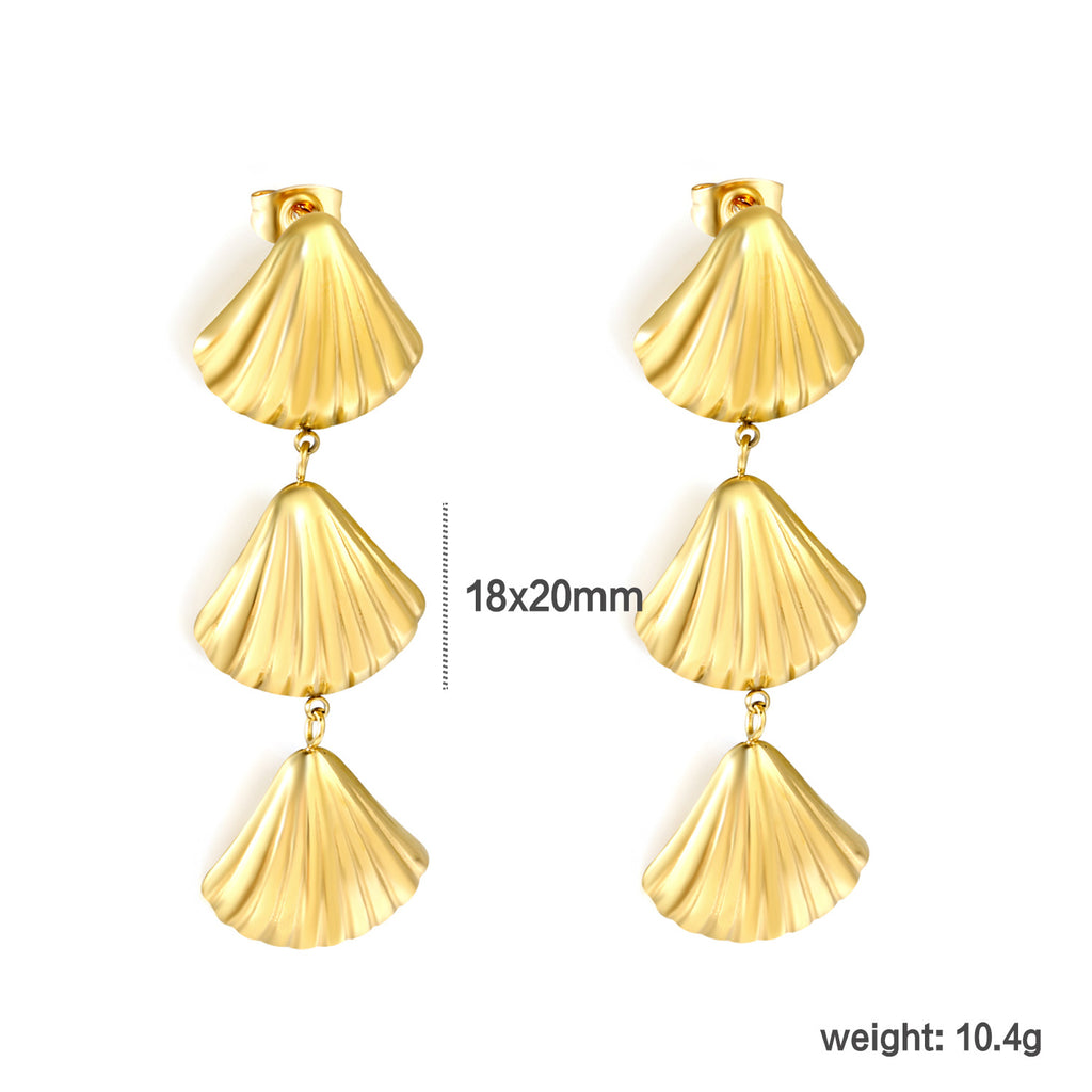 Damen Hängende Ohrstecker aus hochwertigem Edelstahl mit muschelförmigem Design Shop Nory