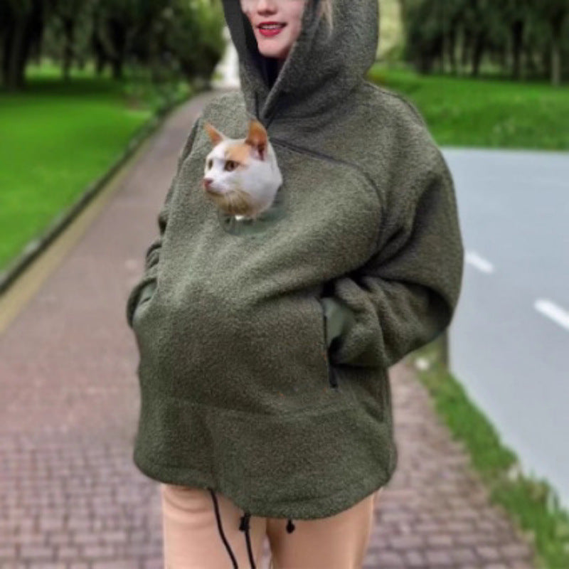 Damen Kapuzenpullover mit integrierter Katzenhöhle und extra weichem Fleece Shop Nory