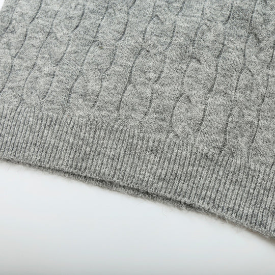 Damen Grobgestrickter Zopfmuster-Pullover mit offenem Polokragen und V‑Ausschnitt Shop Nory