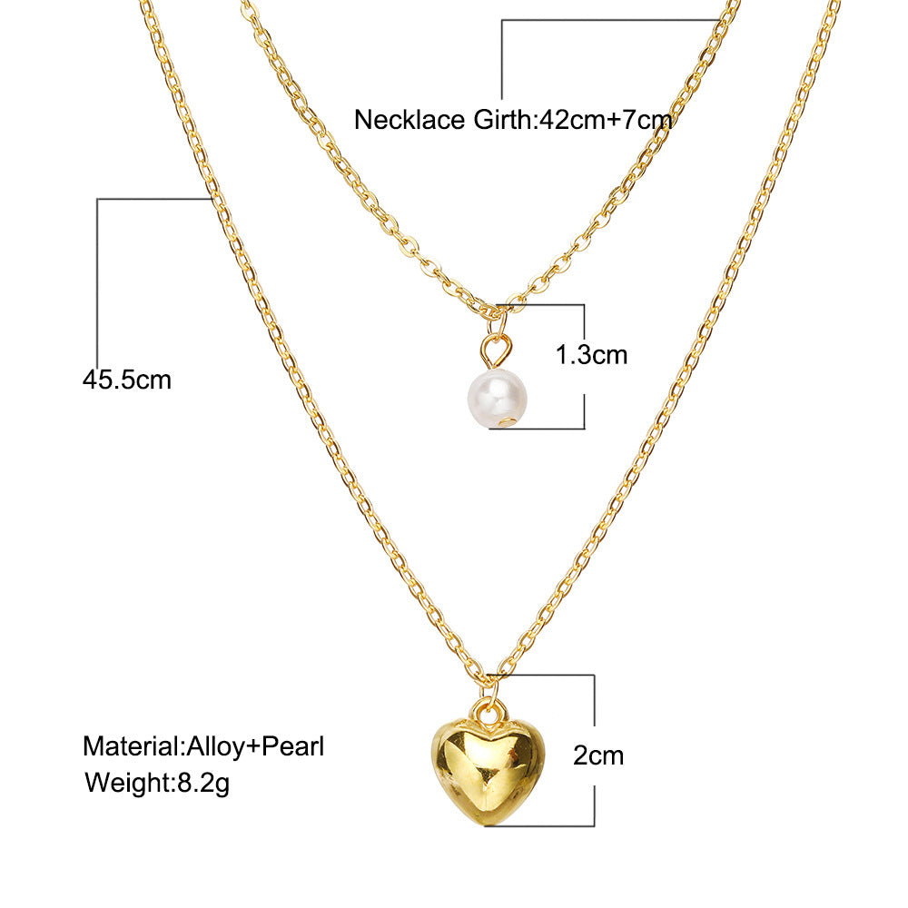 Damen Halskette mit herzförmigem Anhänger und Perlenakzent Shop Nory