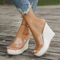Damen Plattform-Sandalen mit transparentem Obermaterial und rutschfester Sohle