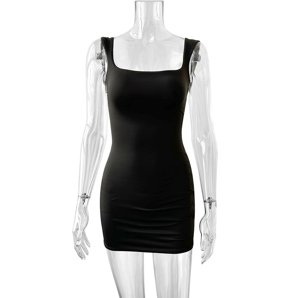 Damen figurbetontes Minikleid mit quadratischem Ausschnitt
