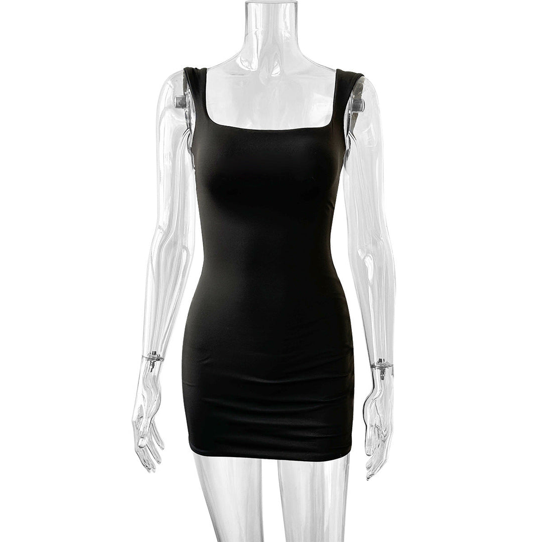Damen figurbetontes Minikleid mit quadratischem Ausschnitt