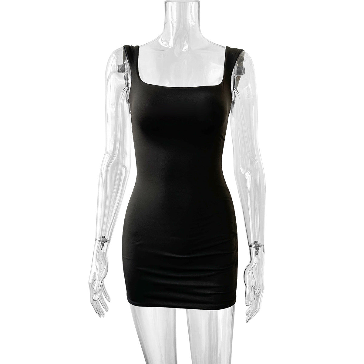 Damen figurbetontes Minikleid mit quadratischem Ausschnitt