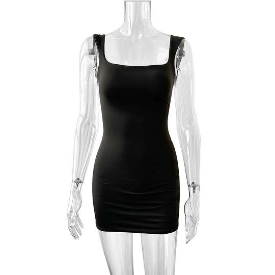 Damen figurbetontes Minikleid mit quadratischem Ausschnitt