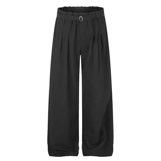 Damen Weite High‑Waist Palazzo‑Hose mit Paperbag‑Bund, Bundfalten und Bindegürtel Shop Nory