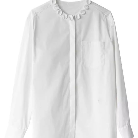 Damen Elegante Bluse mit dekorativem Kragen Shop Nory