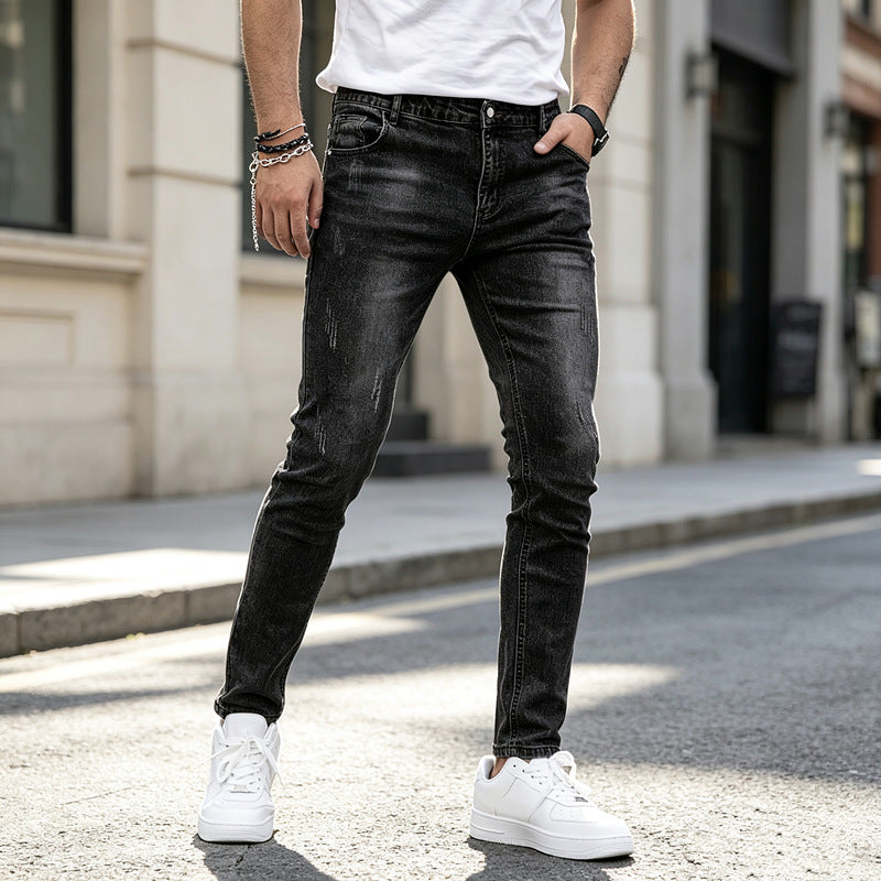 Herren Elegante Slim-Fit Jeans mit modischem Used-Look Shop Nory