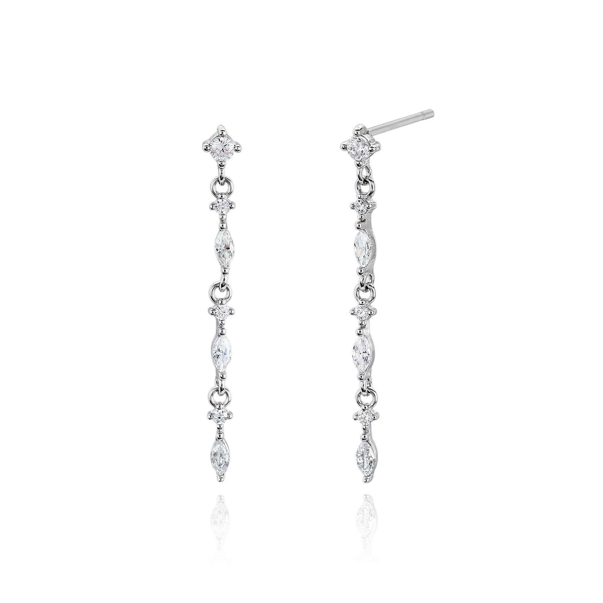 Damen Ohrhänger mit funkelnden Zirkonsteinen und eleganter 925er Sterling Silberfassung Shop Nory