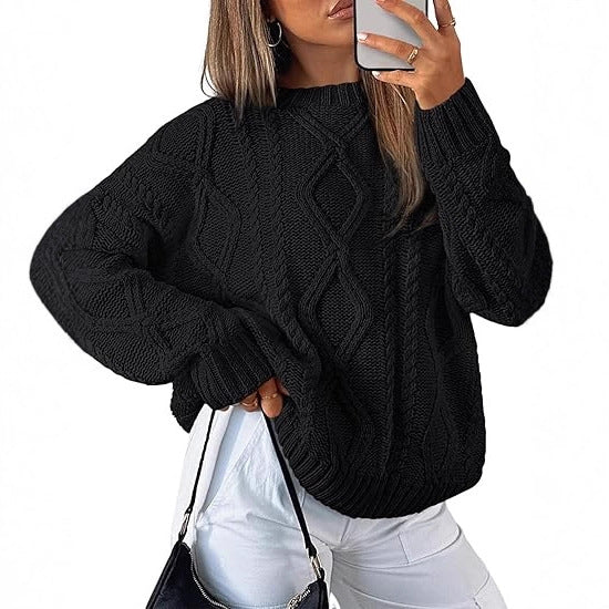 Damen Oversize-Zopfmuster-Pullover aus grobem Strick Shop Nory