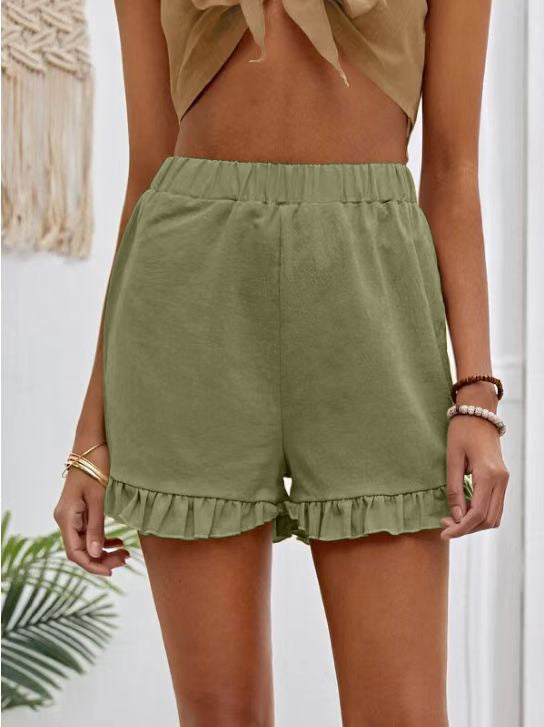 Damen Shorts mit Rüschendetails und Elastischem Bund