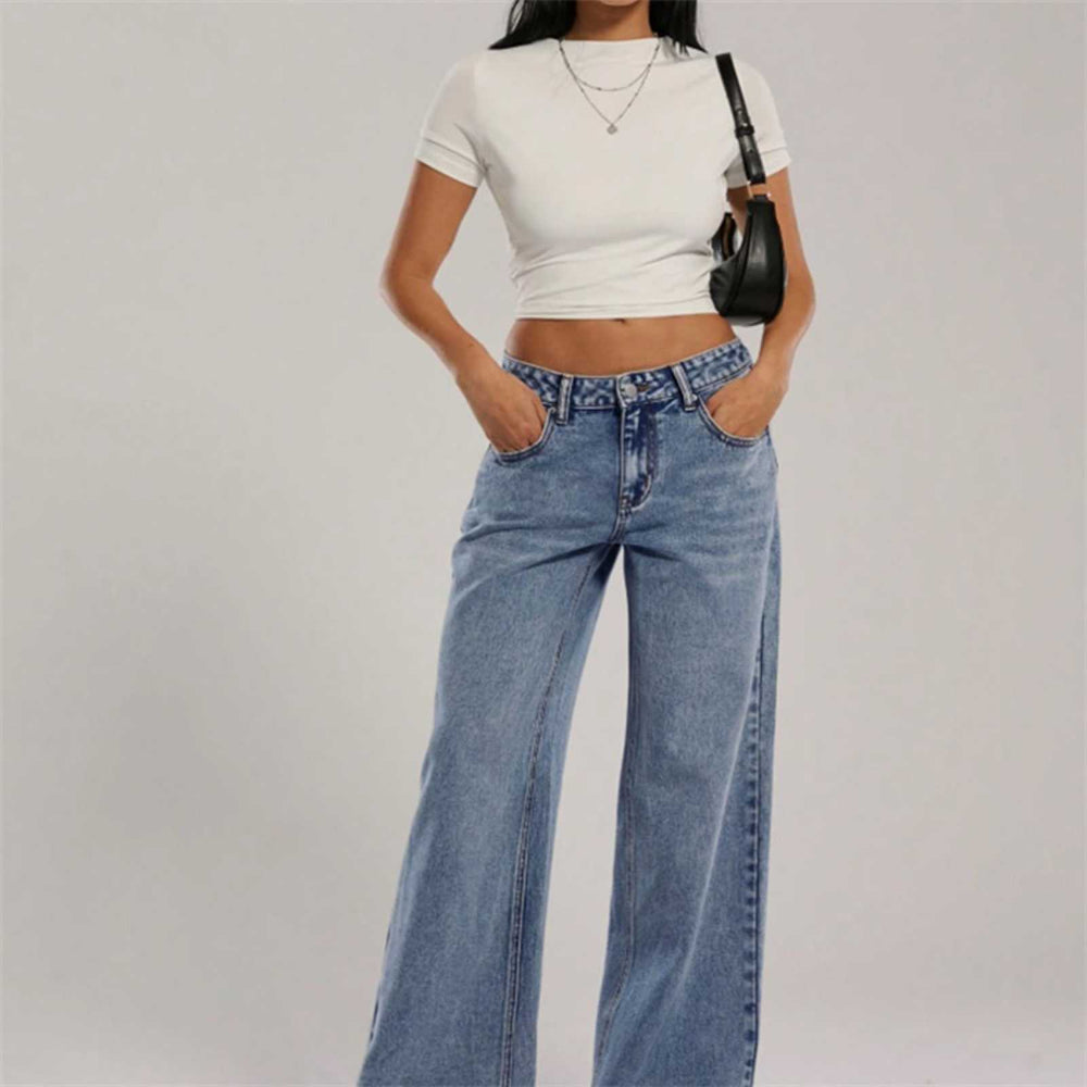 Damen Hochtaillierte Denimhose mit extraweiter Beinform und cleaner Vintage‑Waschung Shop Nory