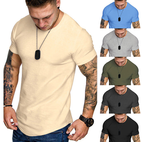 Herren figurbetontes Kurzarm-T-Shirt aus hochwertiger Baumwolle mit Rundhalsausschnitt und bequemen Schnitt