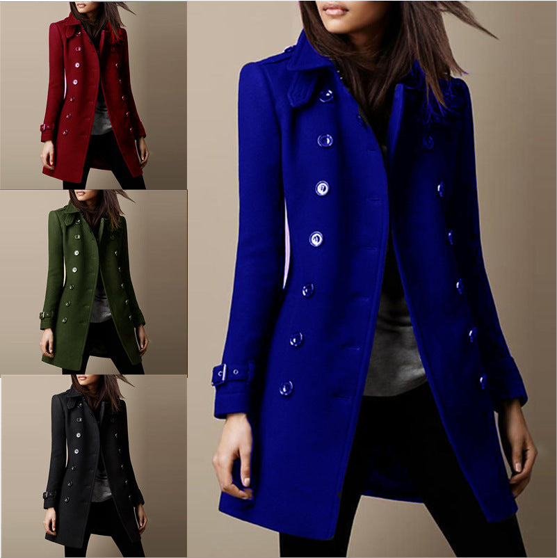 Damen Doppelreihiger Wollmix-Trenchcoat mit Taillengürtel Shop Nory
