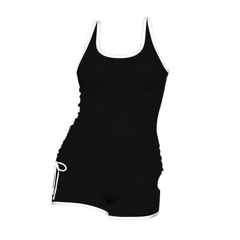Damen Sportliches Tankini-Set mit hochgezogenem Schnitt und verstellbaren Bändern Shopnory