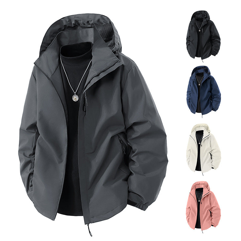 Herren Wasserabweisende Outdoor-Jacke mit Kapuze, winddichter Membran und verstellbarem Saum Shop Nory