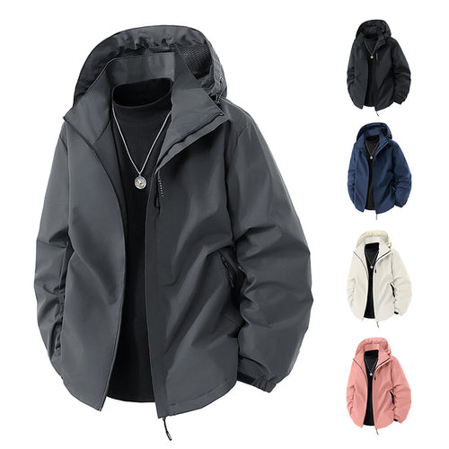 Herren Wasserabweisende Outdoor-Jacke mit Kapuze, winddichter Membran und verstellbarem Saum Shop Nory