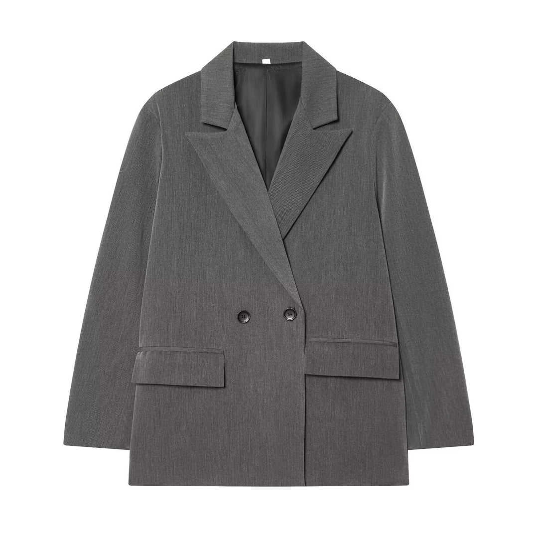 Damen Oversize Doppelreihiger Sakko-Blazer mit Pattentaschen Shop Nory