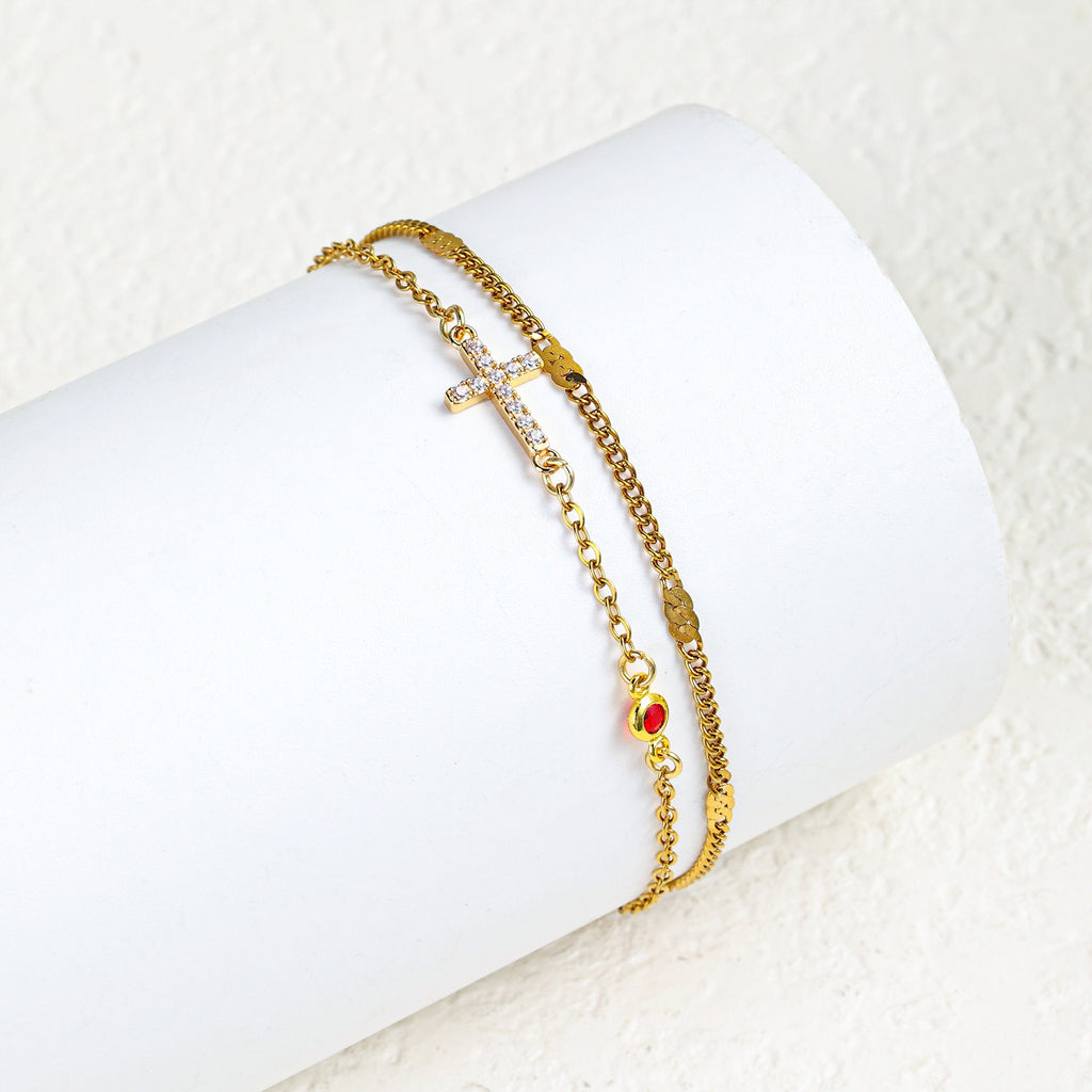 Damenarmband mit christlichem Kreuz und funkelnden Strasssteinen Shop Nory