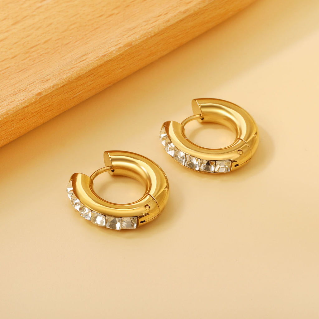 Damen Hängende Creolen mit funkelnden Kristallen und goldplattierter Oberfläche Shop Nory