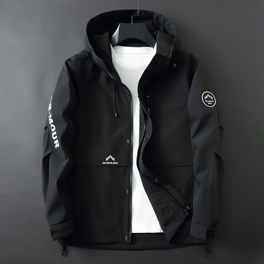 Herren Softshell-Parka mit Kapuze, winddichter und wasserabweisender Membran sowie Logo-Applikationen Shop Nory