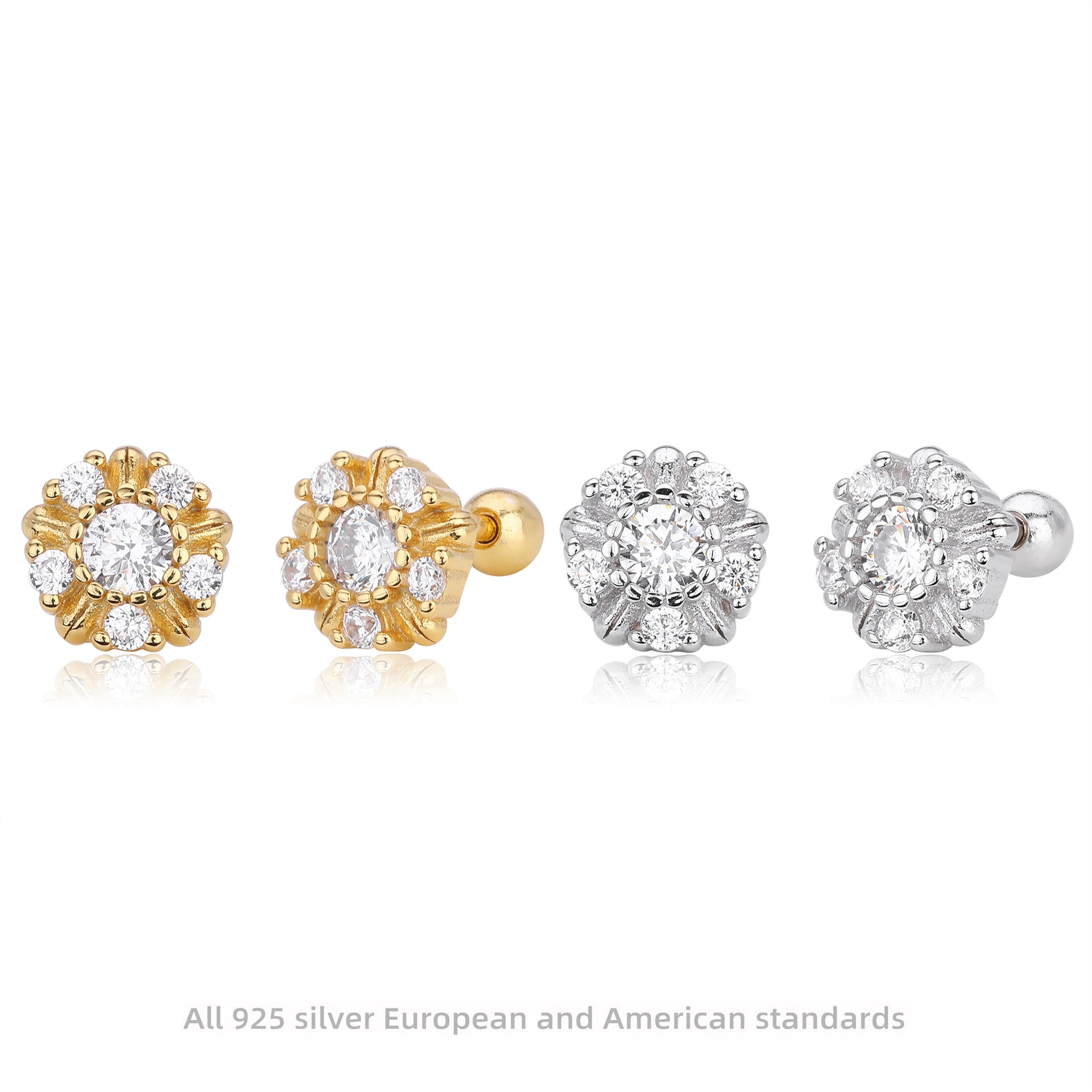 Damen Ohrstecker mit luxuriösem Zirkonmotiv und hochwertiger 925 Sterling Silberfassung Shop Nory