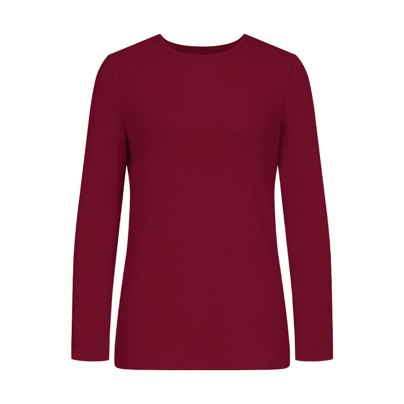 Damen Langarm-T-Shirt aus hochwertiger Baumwolle mit Rundhalsausschnitt