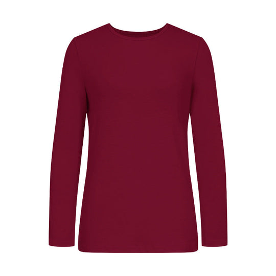 Damen Langarm-T-Shirt aus hochwertiger Baumwolle mit Rundhalsausschnitt