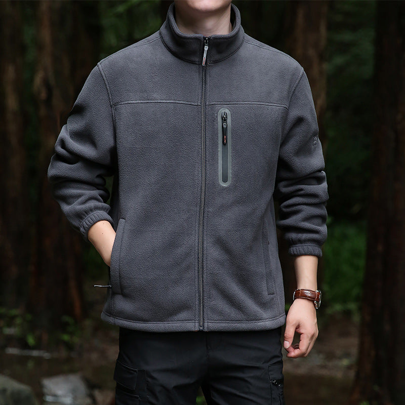 Herren Thermo‑Mikrofleece‑Outdoorjacke mit Stehkragen, wasserdichter Brustreißverschlusstasche Shop Nory