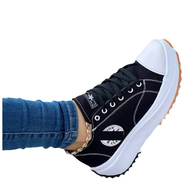 Damen Plateau-Canvas-Sneaker mit profilierter Gummilaufsohle und gepolstertem Komfortfußbett Shop Nory