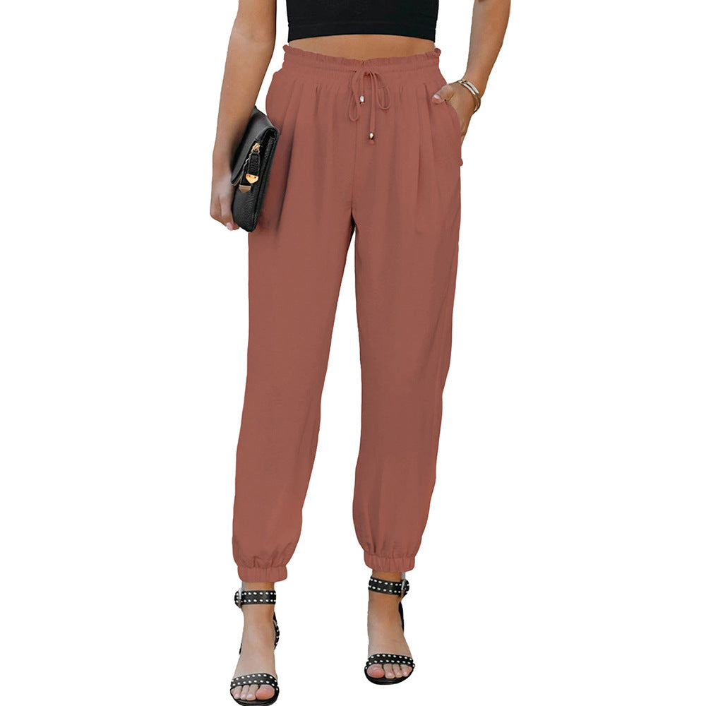 Damen Lässige Freizeithose mit Elastischem Bund und Praktischen Taschen
