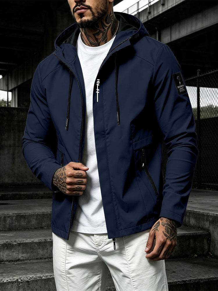Herren Wasserabweisende Softshell-Jacke mit Kapuze und verdecktem Reißverschluss Shop Nory