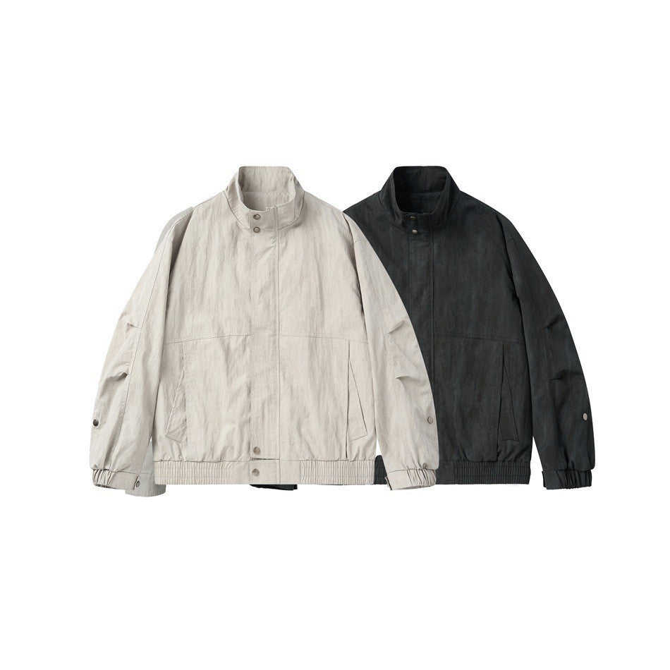 Unisex Kurzblouson im minimalistischen Workwear‑Look mit hohem Stehkragen und Druckknopfverschluss Shop Nory