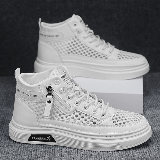 Herren High-Top Sneaker mit luftiger Mesh-Perforation, seitlichem Reißverschluss und dicker Profilsohle Shopy Nory