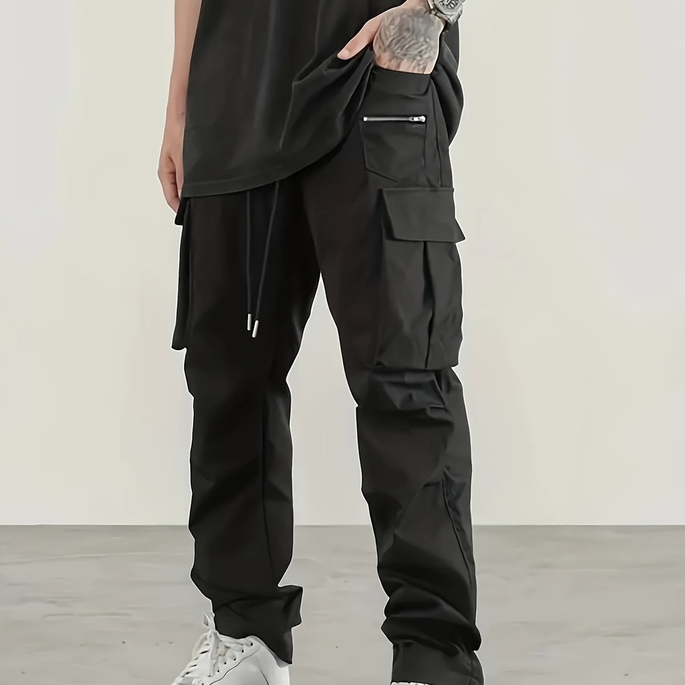 Herren utilitaristische Cargohose mit Reißverschluss‑Tasche, Klappen & Kordelbund Shop Nory