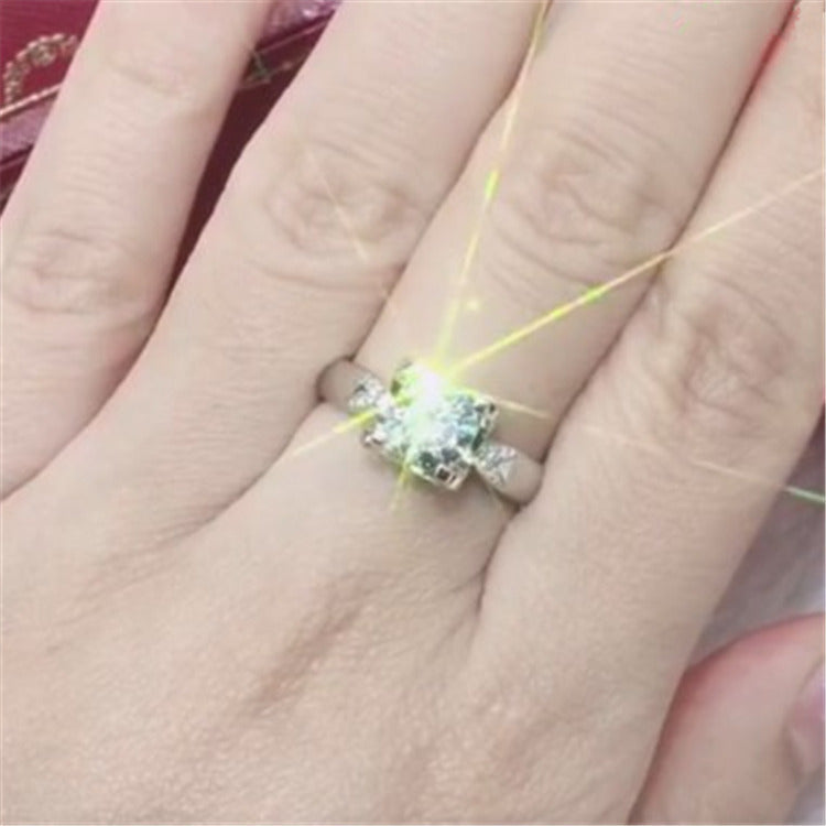 Damen eleganter Solitär-Ring mit funkelndem Kristallbesatz Shop Nory