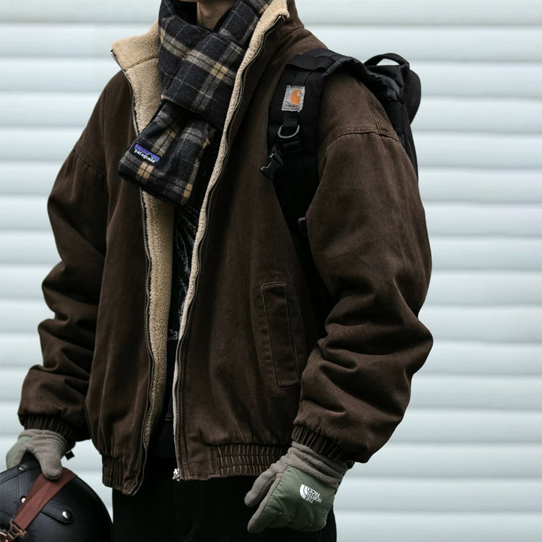 Unisex Wattierte Bomberjacke mit Teddyfutter Shop Nory
