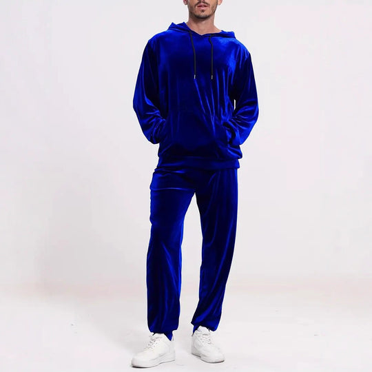 Herren nan Velours-Freizeitanzug mit Kapuzenpullover und lässiger Jogginghose Shop Nory