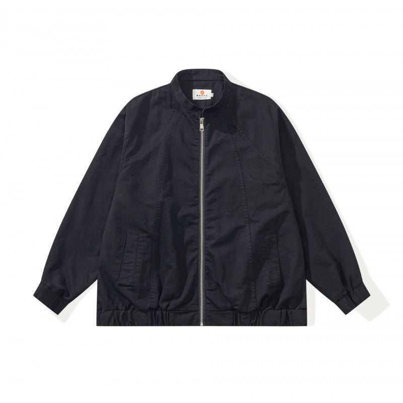 Unisex Boxige leichte Bomberjacke aus Baumwollmix mit Stehkragen, Reißverschluss und Kordelzugsaum Shop Nory